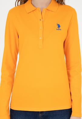 Kadın Turuncu Basic Polo Yaka Sweatshirt - 50271573177