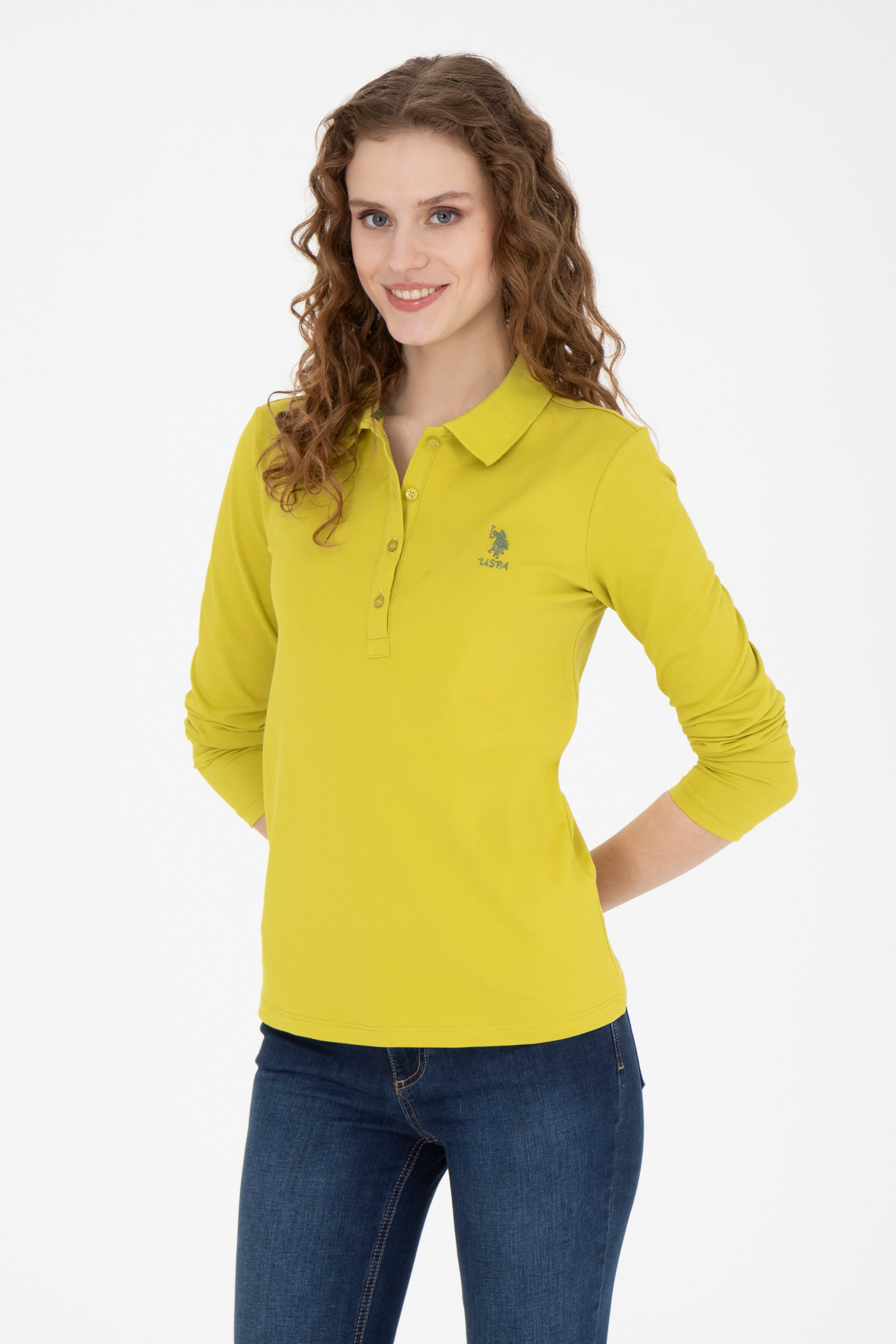 Kadın Fıstık Yeşili Basic Sweatshirt - Image 3