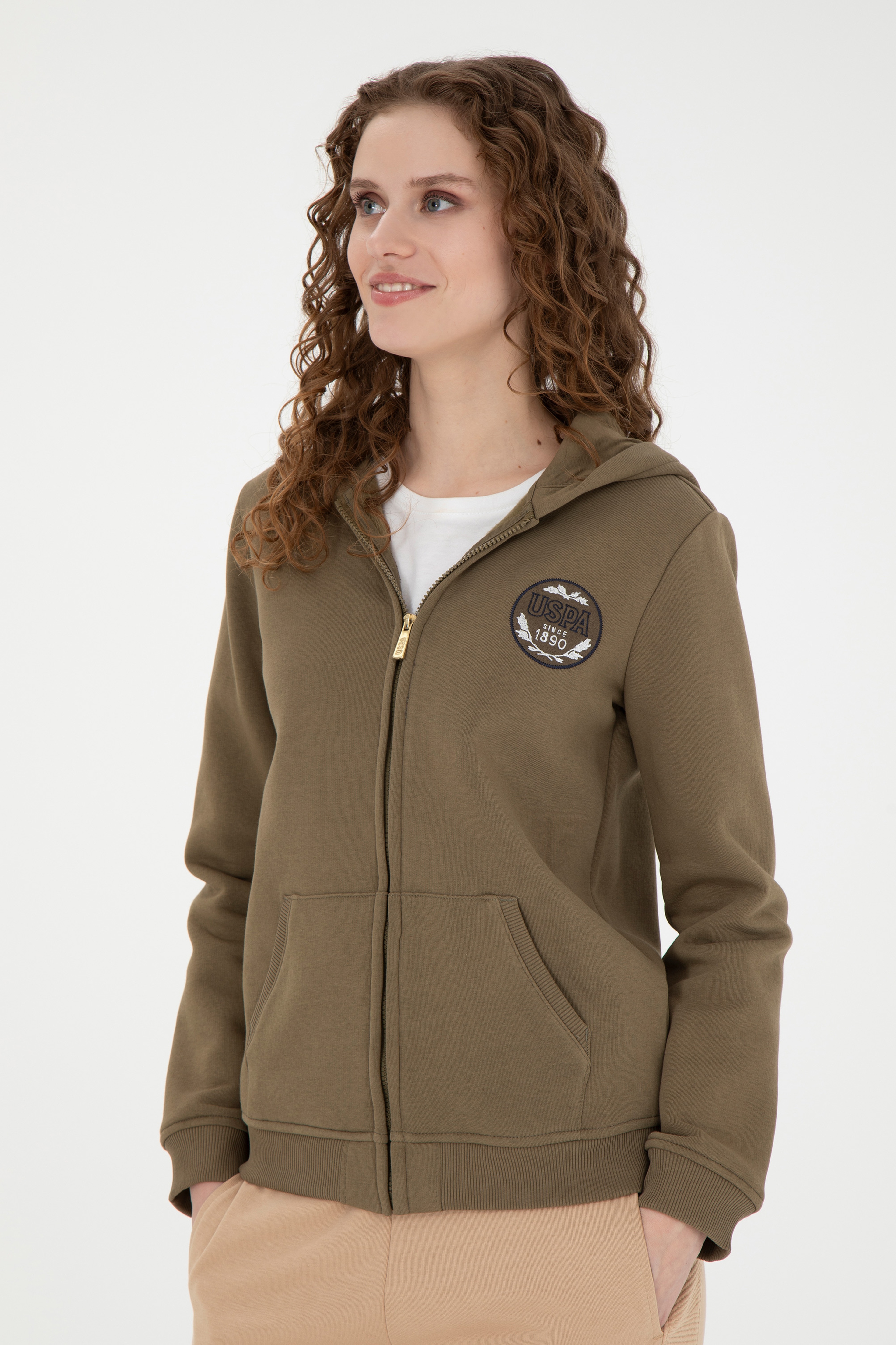 Kadın Haki Sweatshirt - Image 3