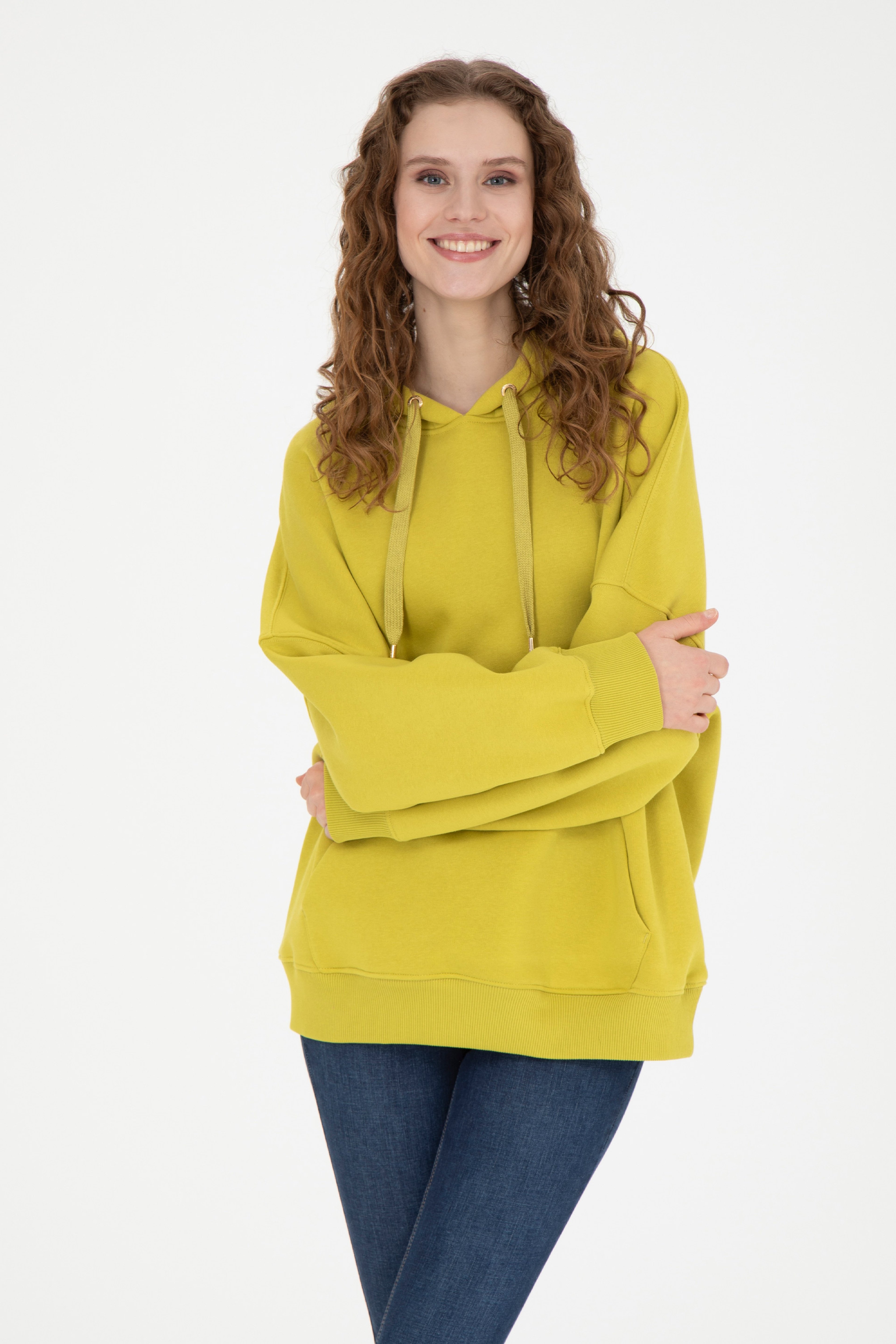 Kadın Fıstık Yeşili Sweatshirt - Image 3