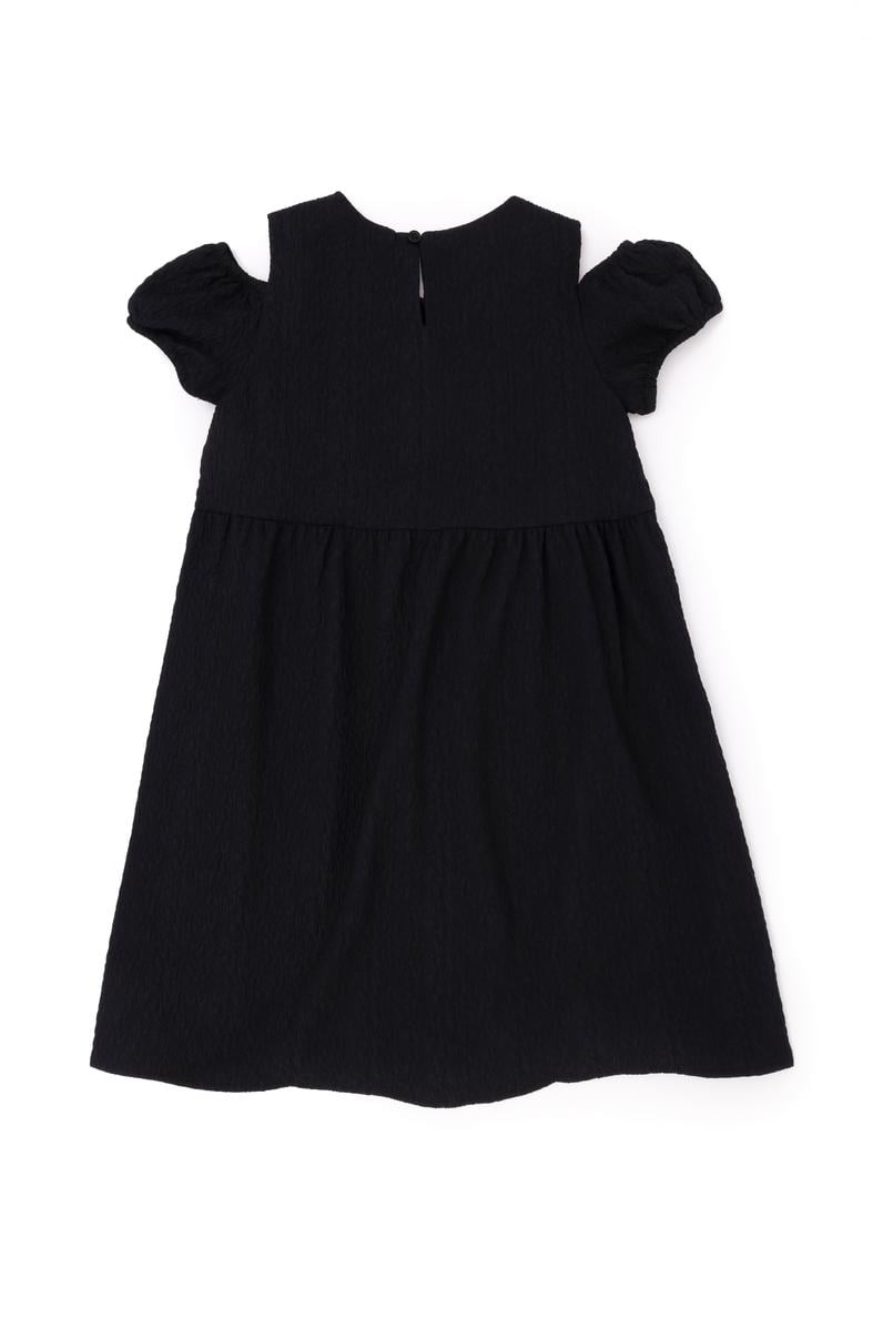Kız Çocuk Siyah Kolsuz Dokuma Elbise