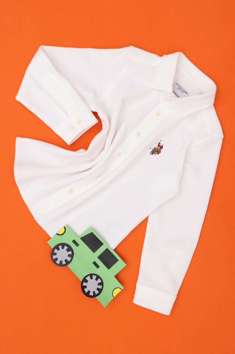 Erkek Çocuk Ekru Uzun Kollu Gömlek