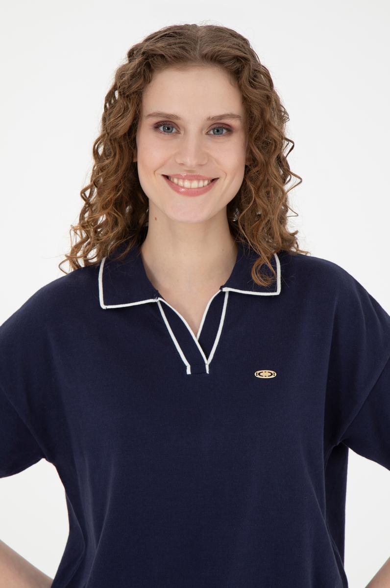 Kadın Lacivert V Yaka Kazak