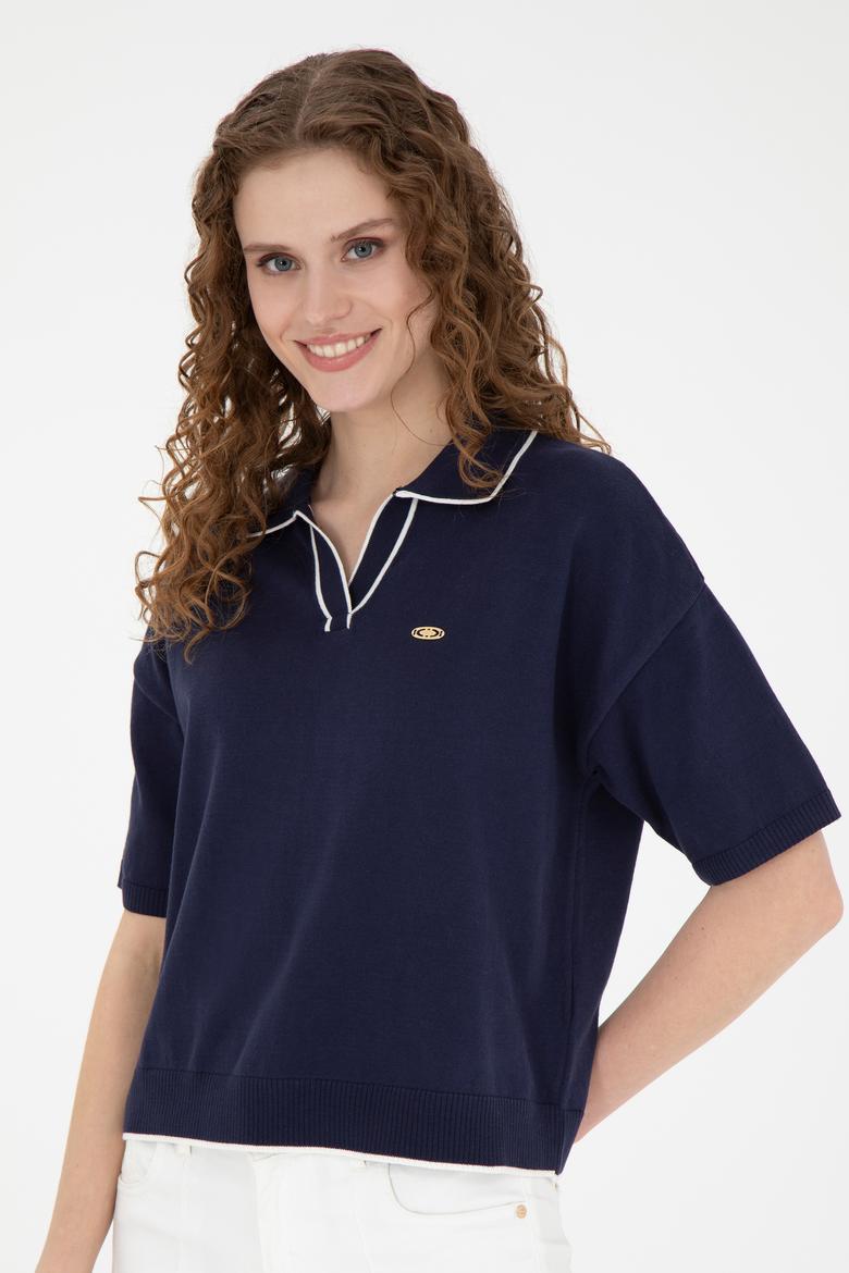 Kadın Lacivert V Yaka Kazak - 50289217001