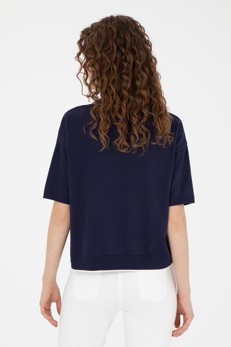 Kadın Lacivert V Yaka Kazak - 50289217001