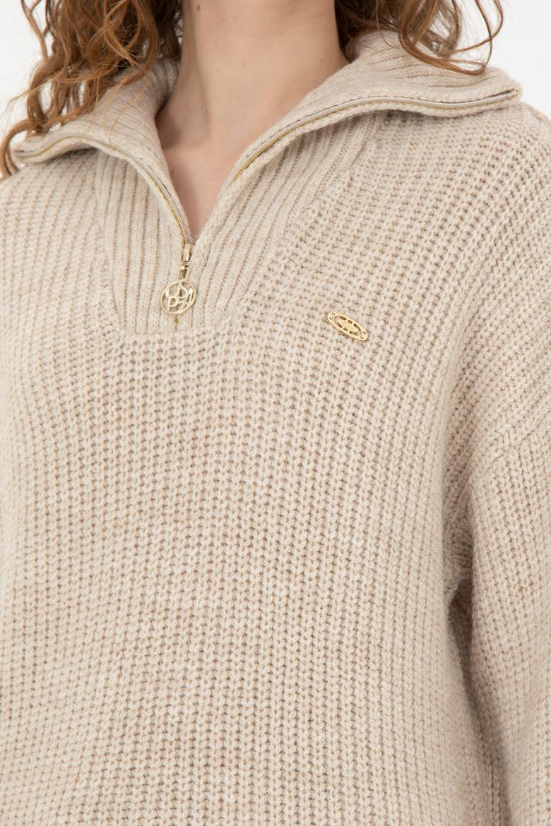 Kadın Kum Melanj V Yaka Kazak - 50277299025