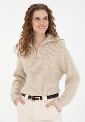 Kadın Kum Melanj V Yaka Kazak - 50277299025