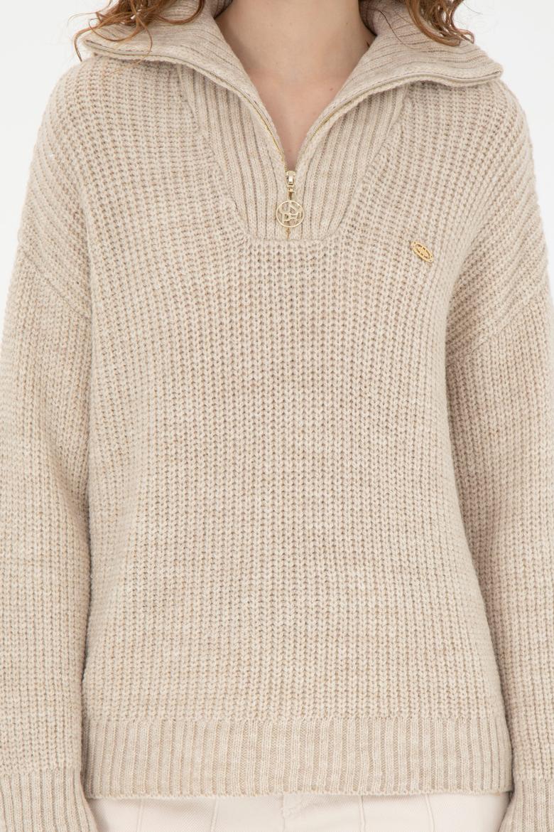 Kadın Kum Melanj V Yaka Kazak - 50277299025