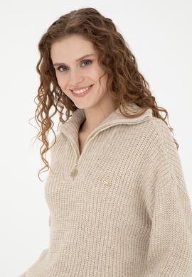 Kadın Kum Melanj V Yaka Kazak - 50277299025