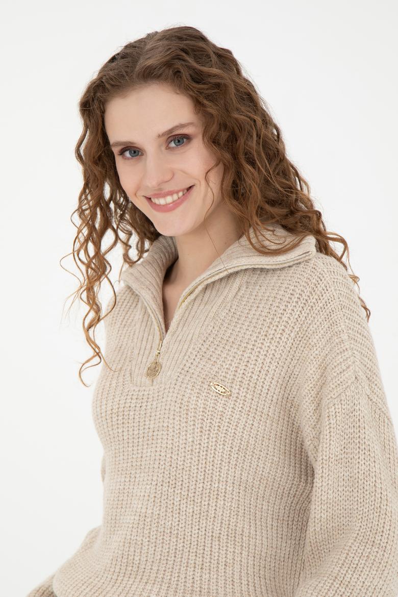 Kadın Kum Melanj V Yaka Kazak - 50277299025