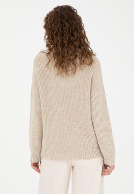 Kadın Kum Melanj V Yaka Kazak - 50277299025