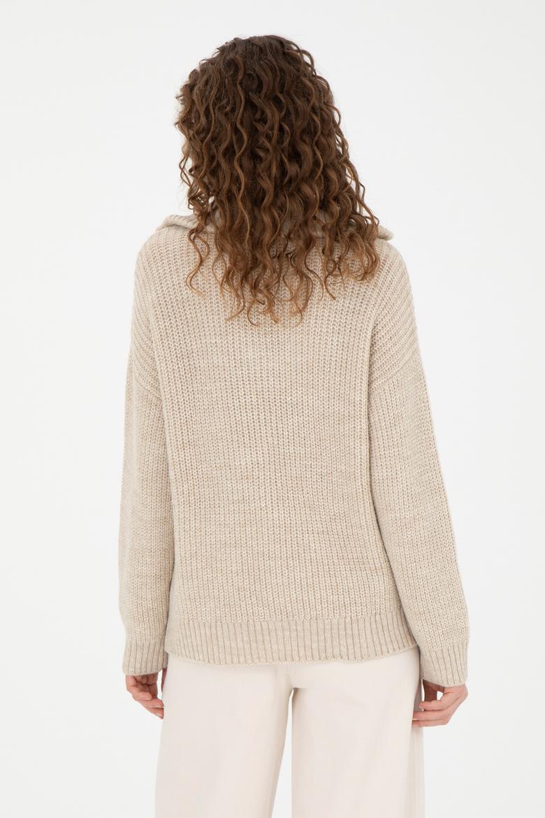 Kadın Kum Melanj V Yaka Kazak - 50277299025