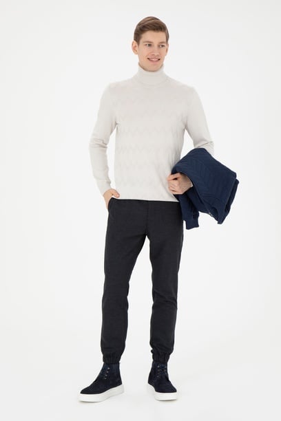 Erkek Jogger Fit Antrasit Kanvas Pantolon