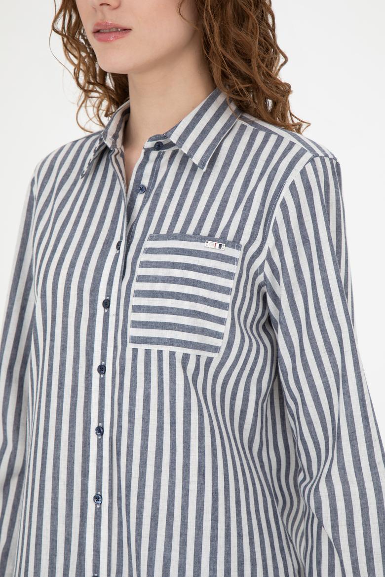 Kadın Lacivert Uzun Kollu Gömlek - 50254660020