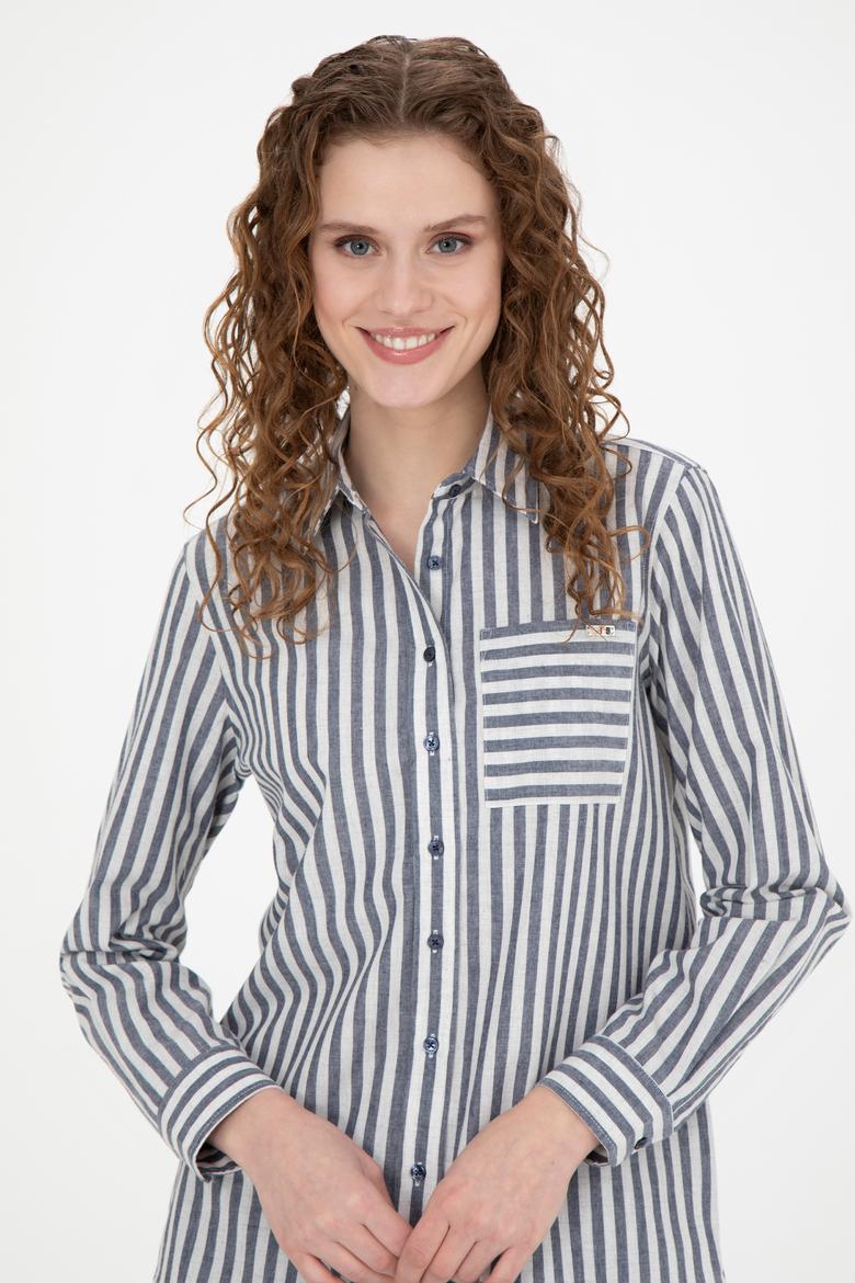 Kadın Lacivert Uzun Kollu Gömlek - 50254660020