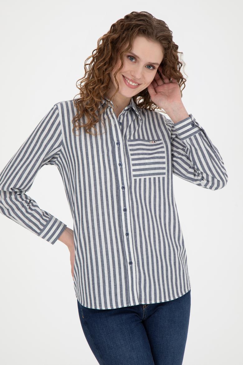 Kadın Lacivert Uzun Kollu Gömlek - 50254660020