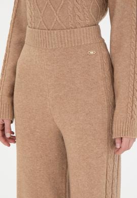 Kadın Kum Melanj Loose Fit Triko Pantolon - 50277073014