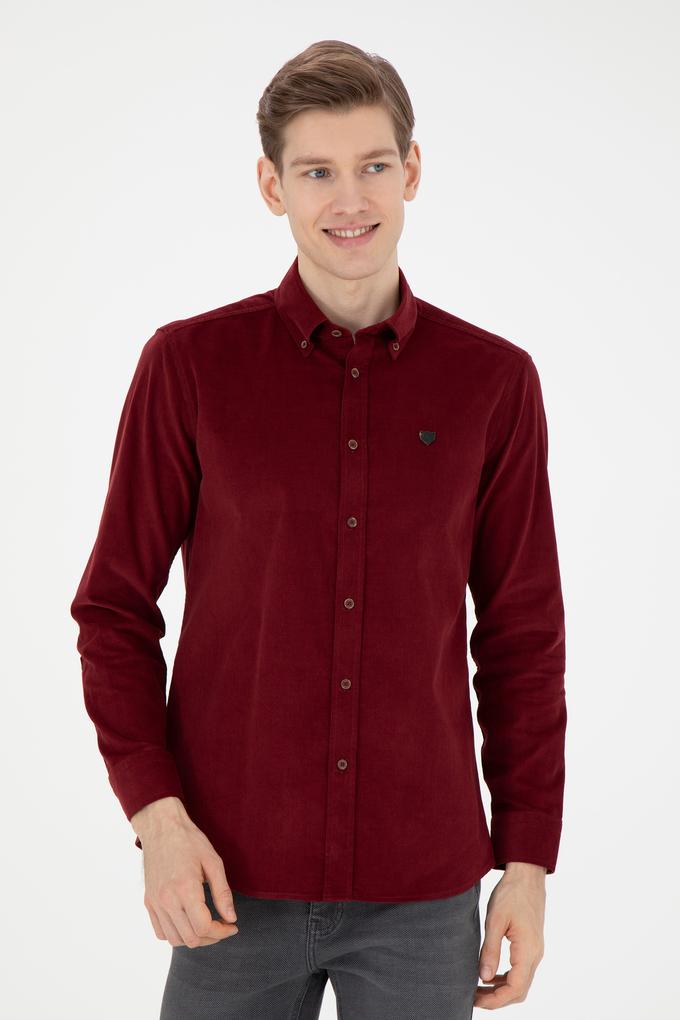 Erkek Bordo Uzun Kollu Gömlek