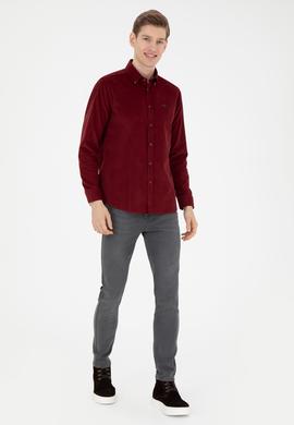 Erkek Bordo Uzun Kollu Gömlek - 50272683015