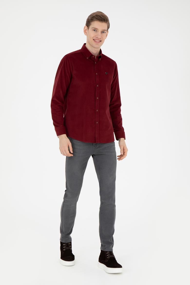 Erkek Bordo Uzun Kollu Gömlek - 50272683015