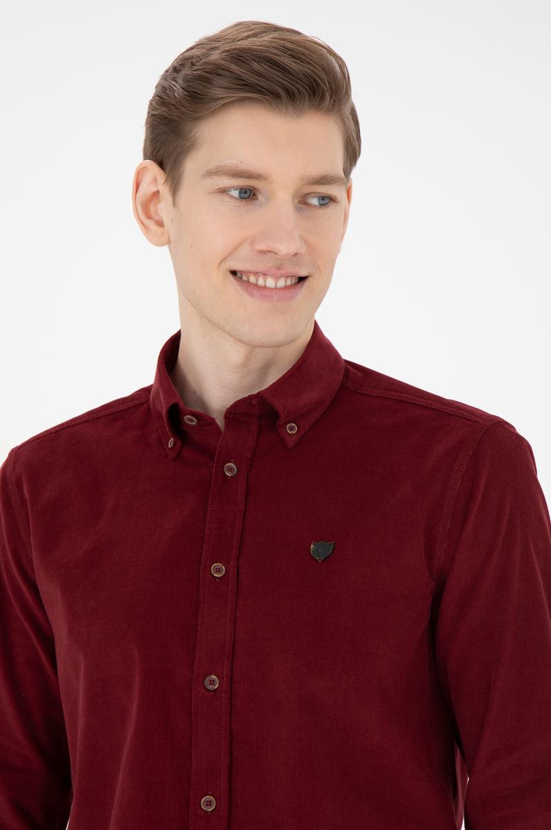 Erkek Bordo Uzun Kollu Gömlek