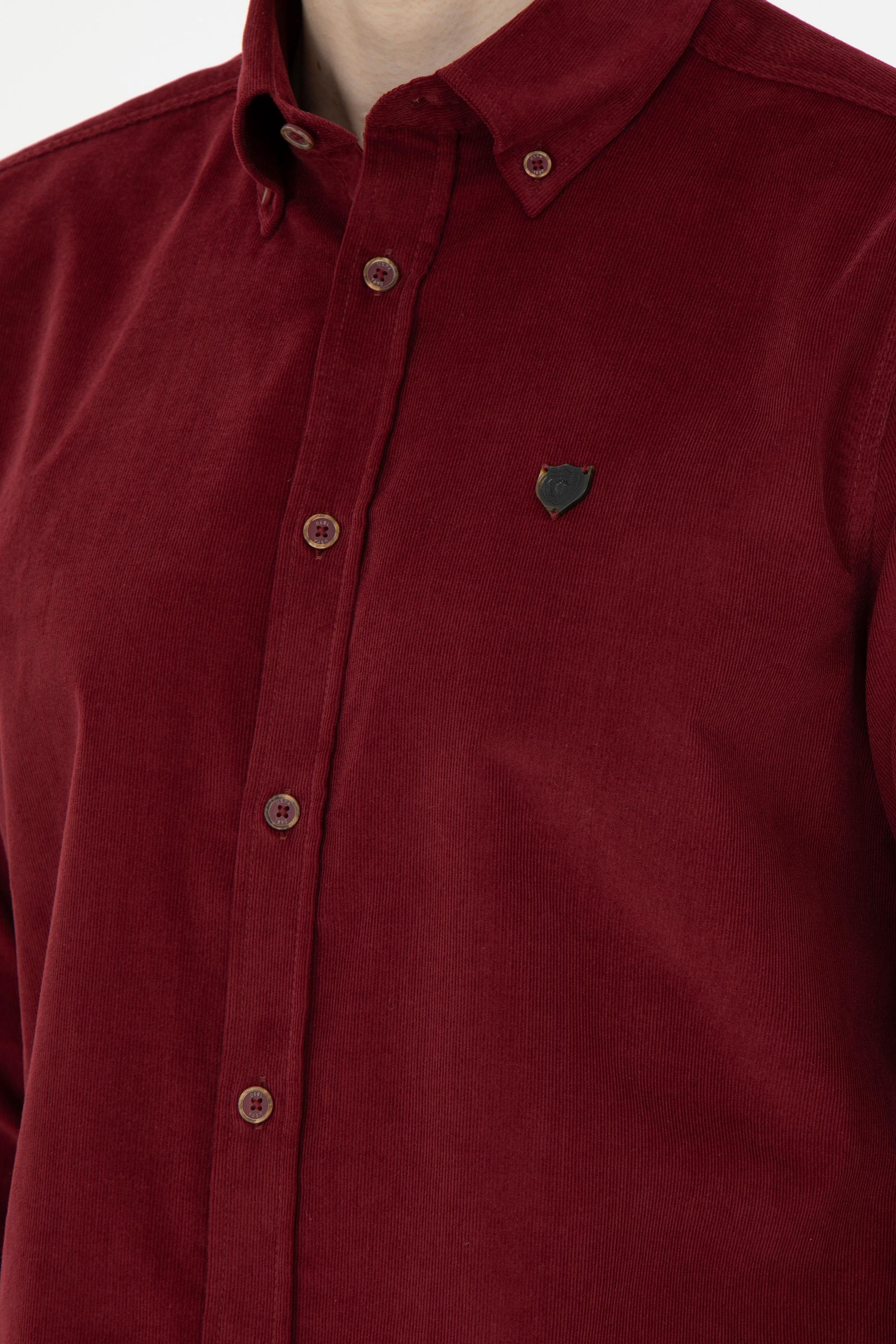 Erkek Bordo Uzun Kollu Gömlek