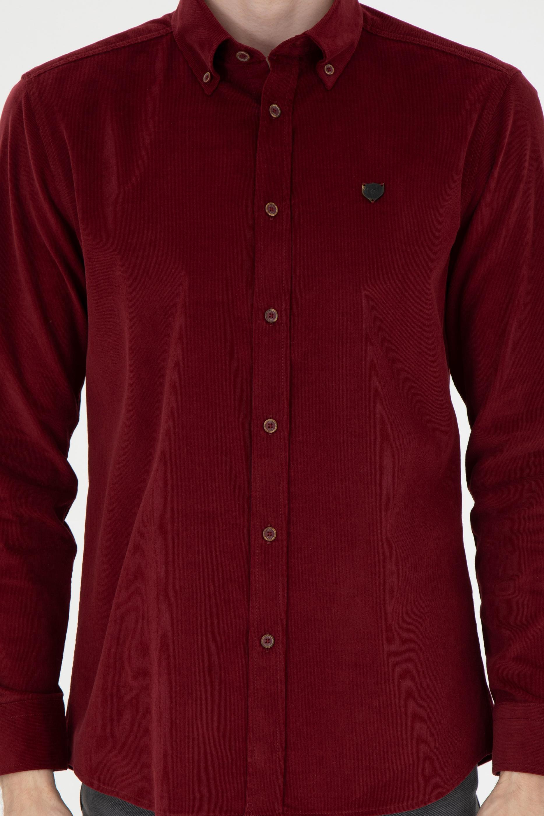 Erkek Bordo Uzun Kollu Gömlek
