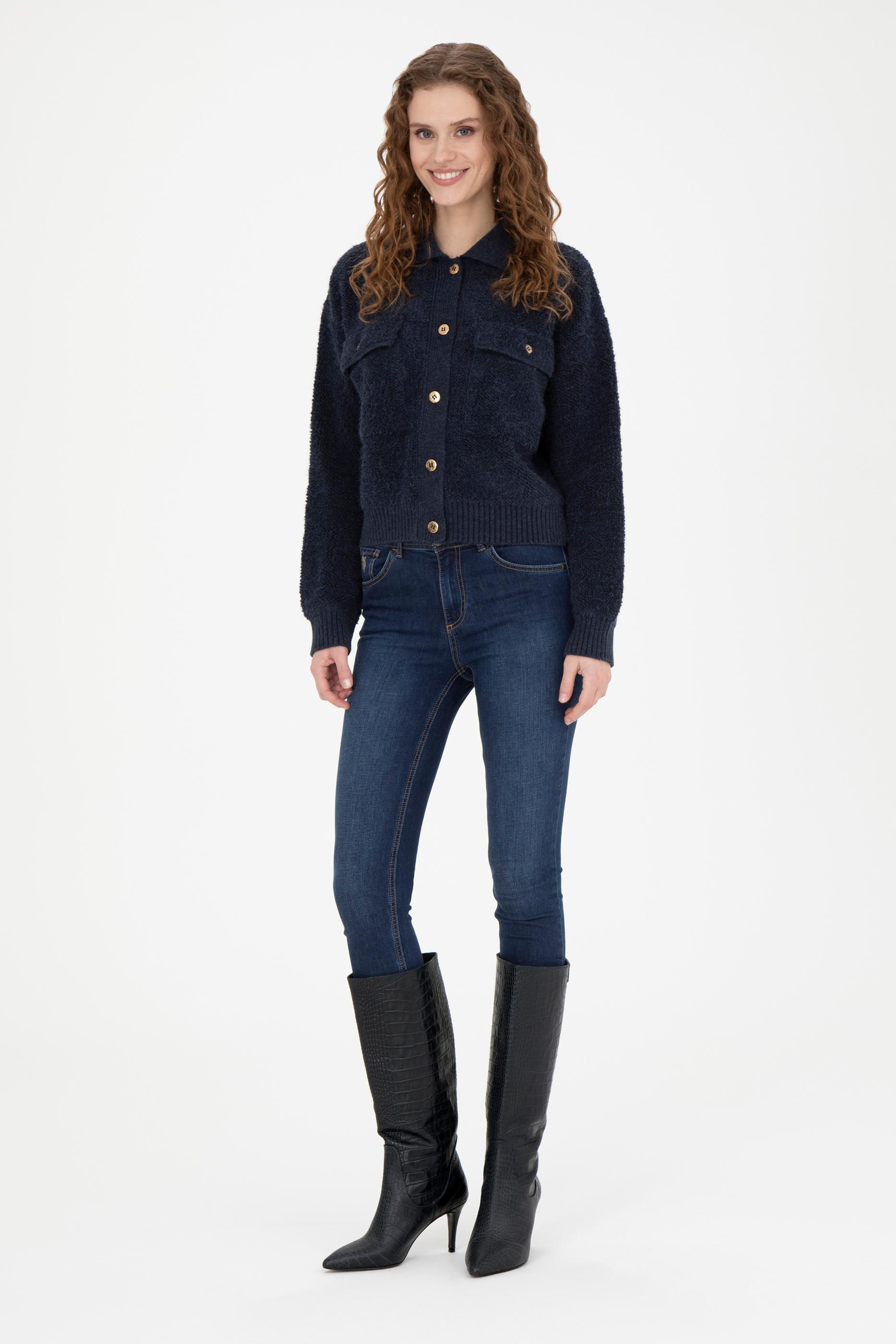 Kadın Lacivert Triko Hırka