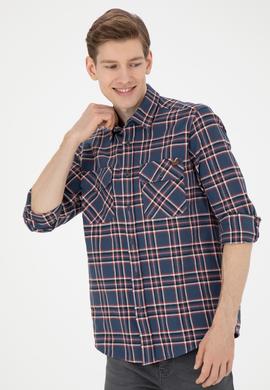 Erkek İndigo Uzun Kollu Gömlek - 50272508027