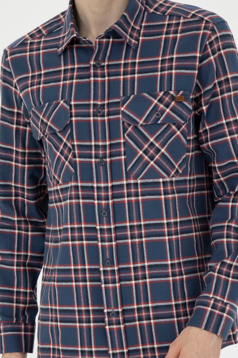 Erkek İndigo Uzun Kollu Gömlek - 50272508027