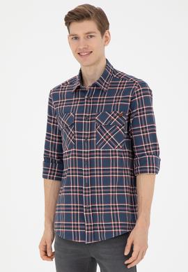 Erkek İndigo Uzun Kollu Gömlek - 50272508027