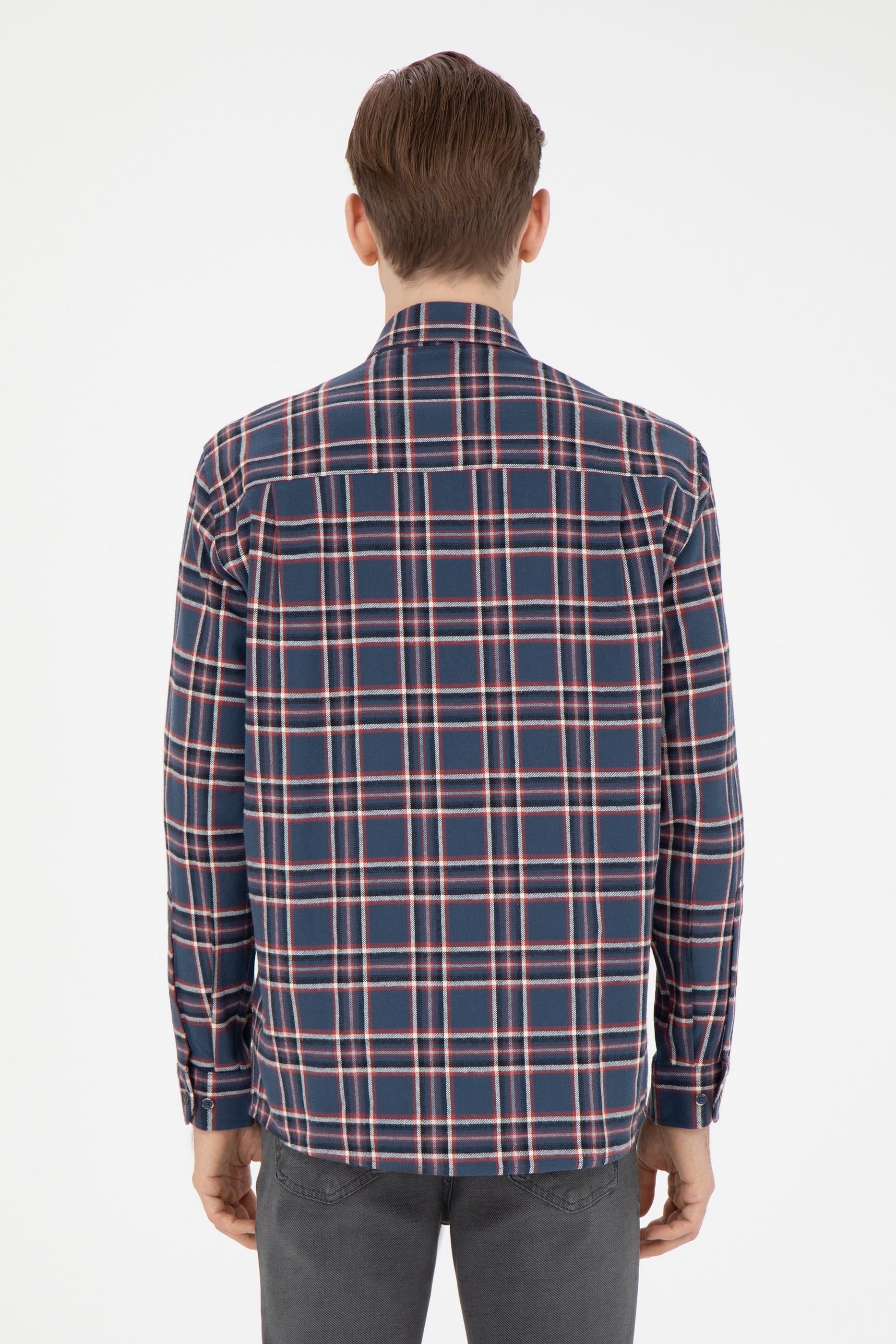 Erkek İndigo Uzun Kollu Gömlek