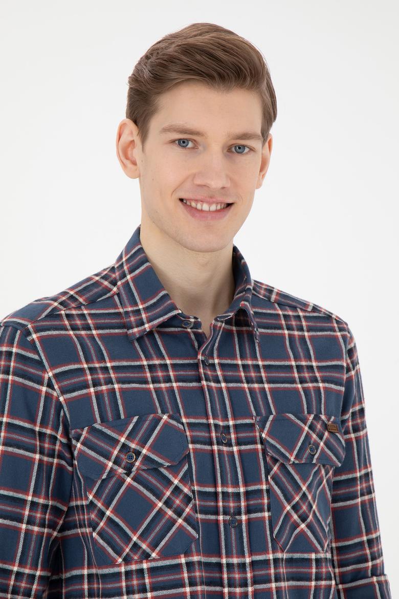 Erkek İndigo Uzun Kollu Gömlek - 50272508027