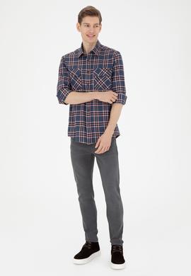 Erkek İndigo Uzun Kollu Gömlek - 50272508027