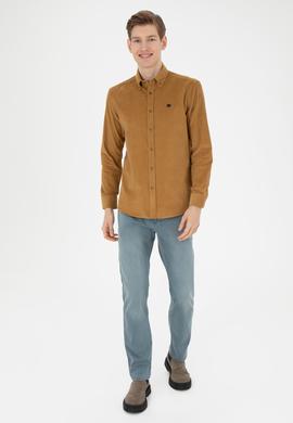 Erkek Açık Haki Uzun Kollu Gömlek - 50272683043