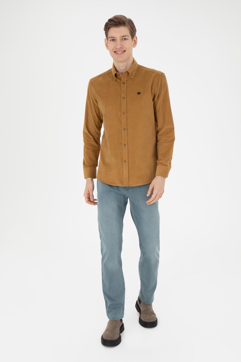 Erkek Açık Haki Uzun Kollu Gömlek - 50272683043