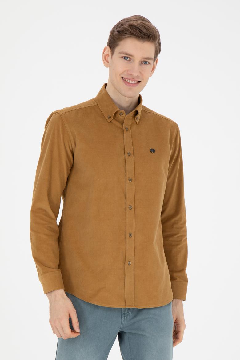 Erkek Açık Haki Uzun Kollu Gömlek