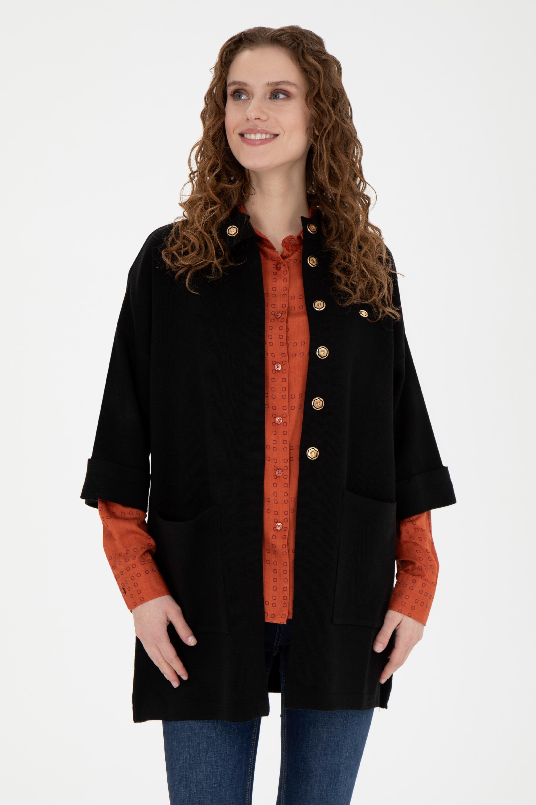 Kadın Siyah Triko Hırka