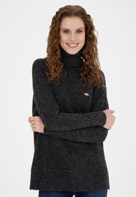 Kadın Antrasit Melanj Kazak - 50270443004