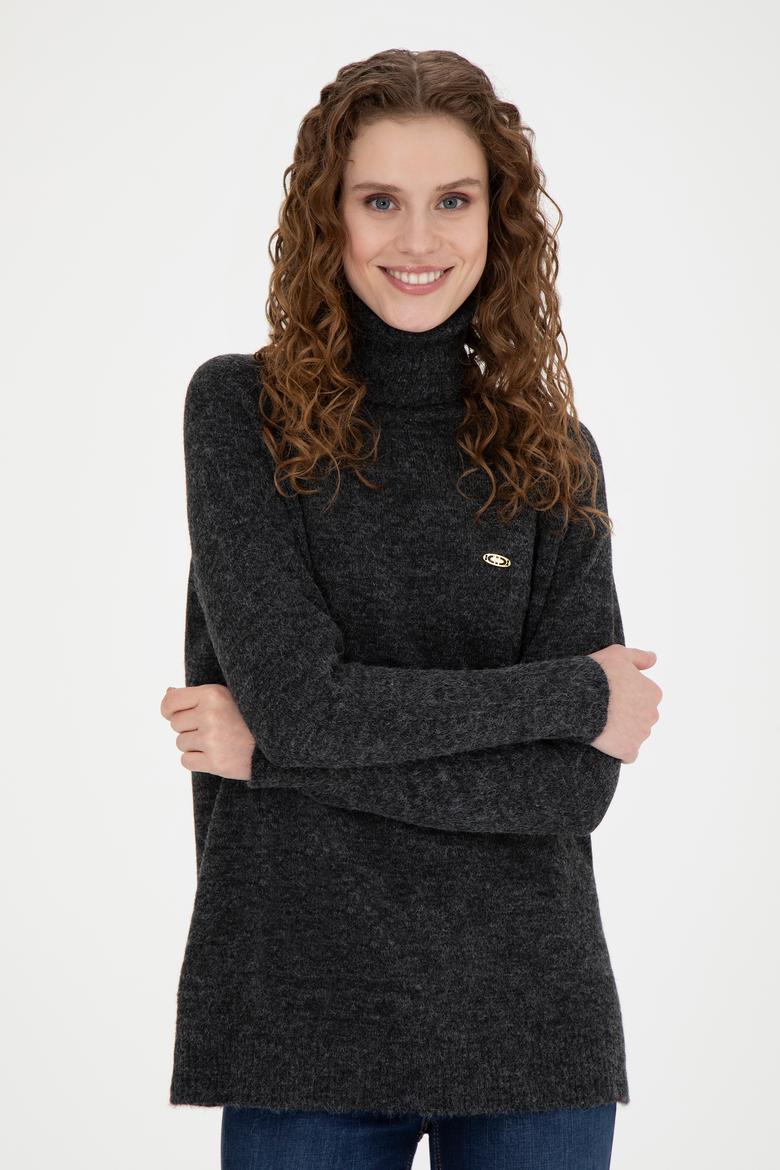 Kadın Antrasit Melanj Kazak - 50270443004