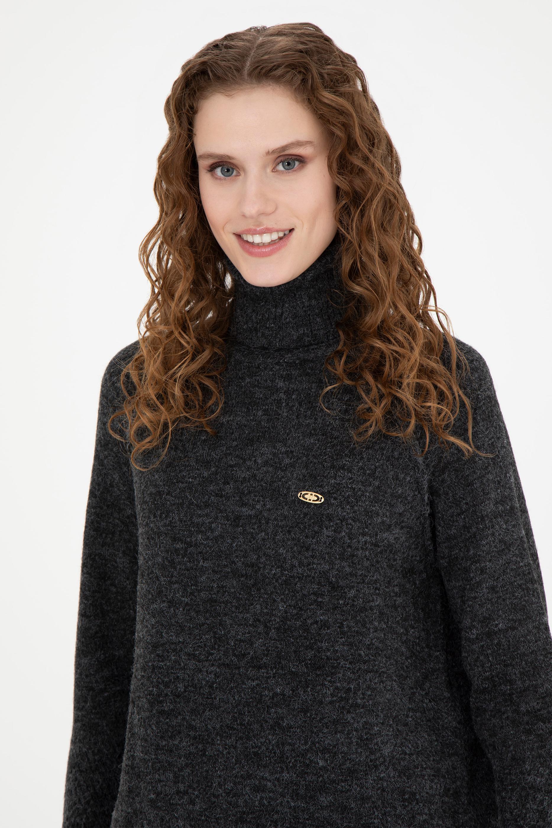 Kadın Antrasit Melanj Kazak