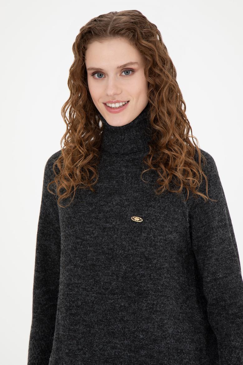 Kadın Antrasit Melanj Kazak - 50270443004