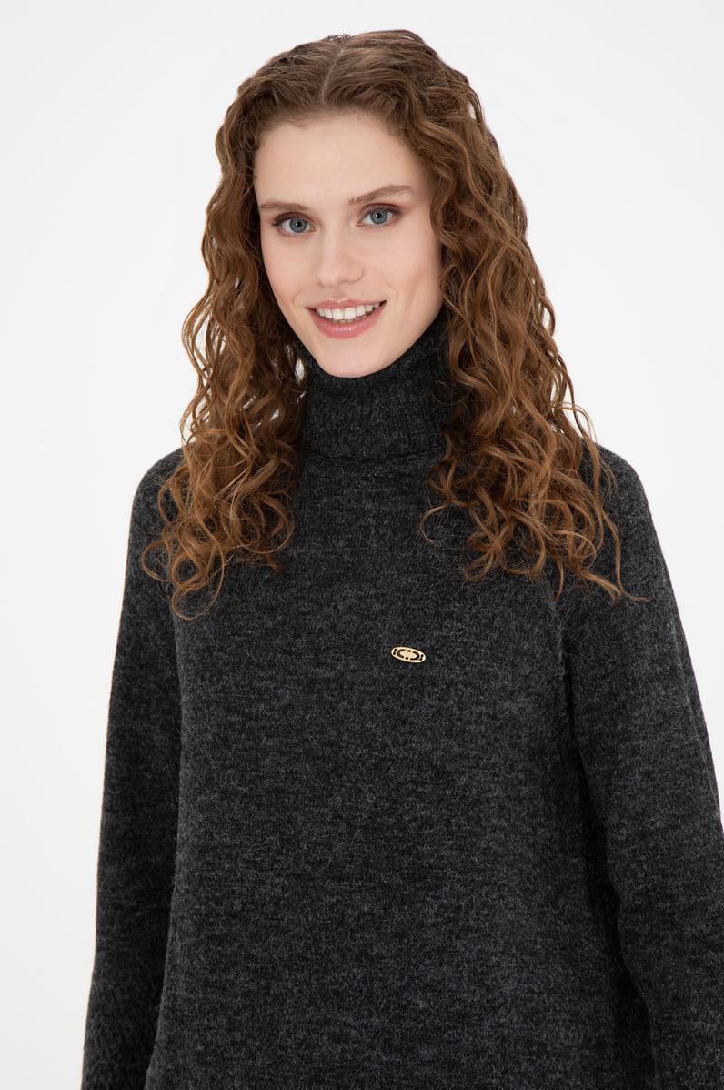 Kadın Antrasit Melanj Kazak