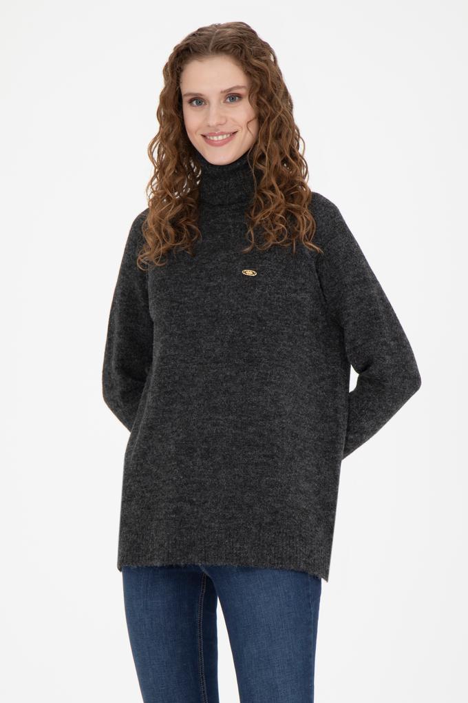 Kadın Antrasit Melanj Kazak