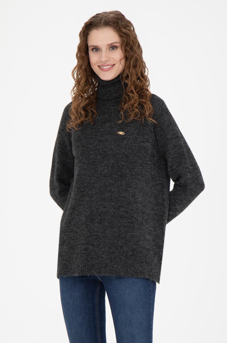 Kadın Antrasit Melanj Kazak