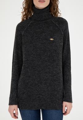 Kadın Antrasit Melanj Kazak - 50270443004