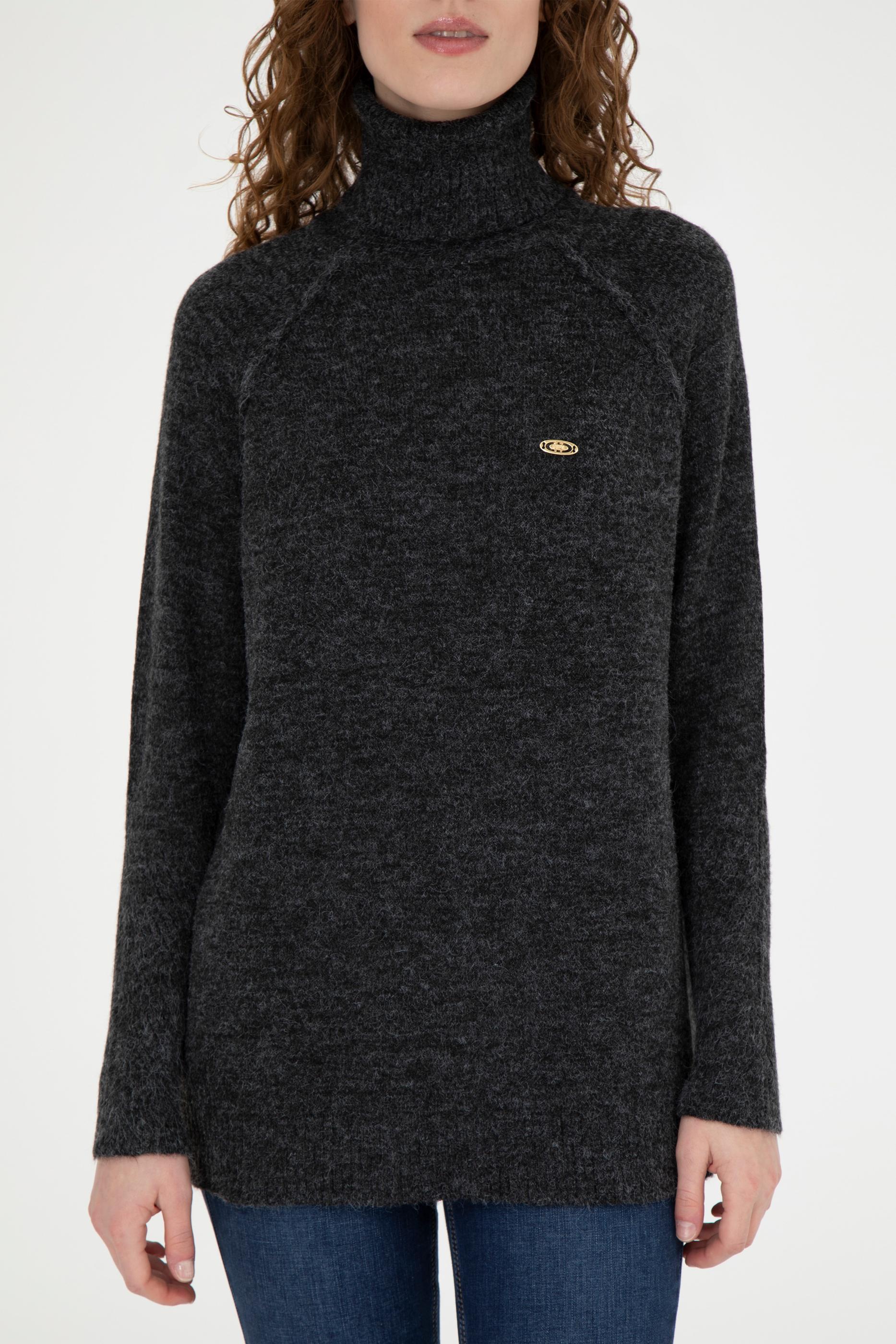 Kadın Antrasit Melanj Kazak