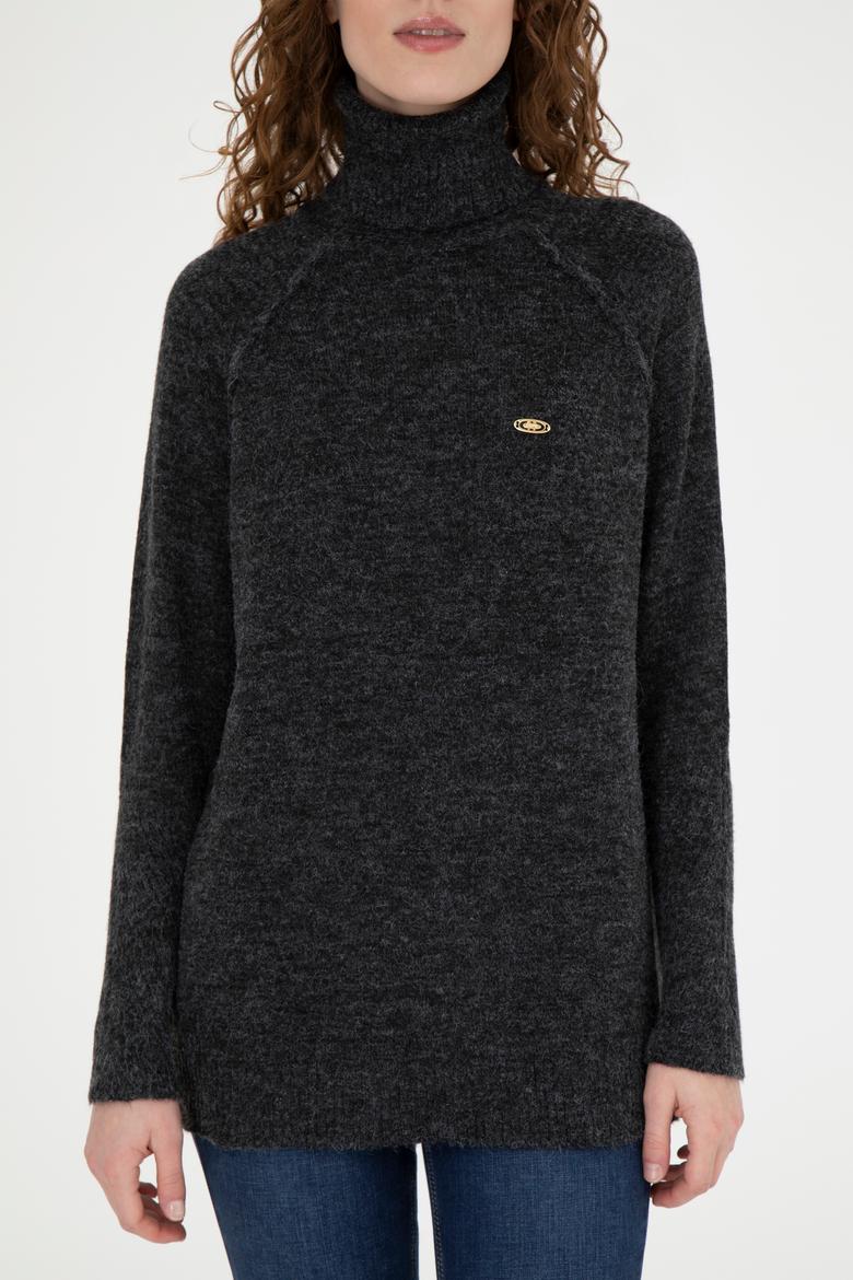 Kadın Antrasit Melanj Kazak - 50270443004