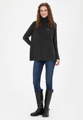 Kadın Antrasit Melanj Kazak - 50270443004