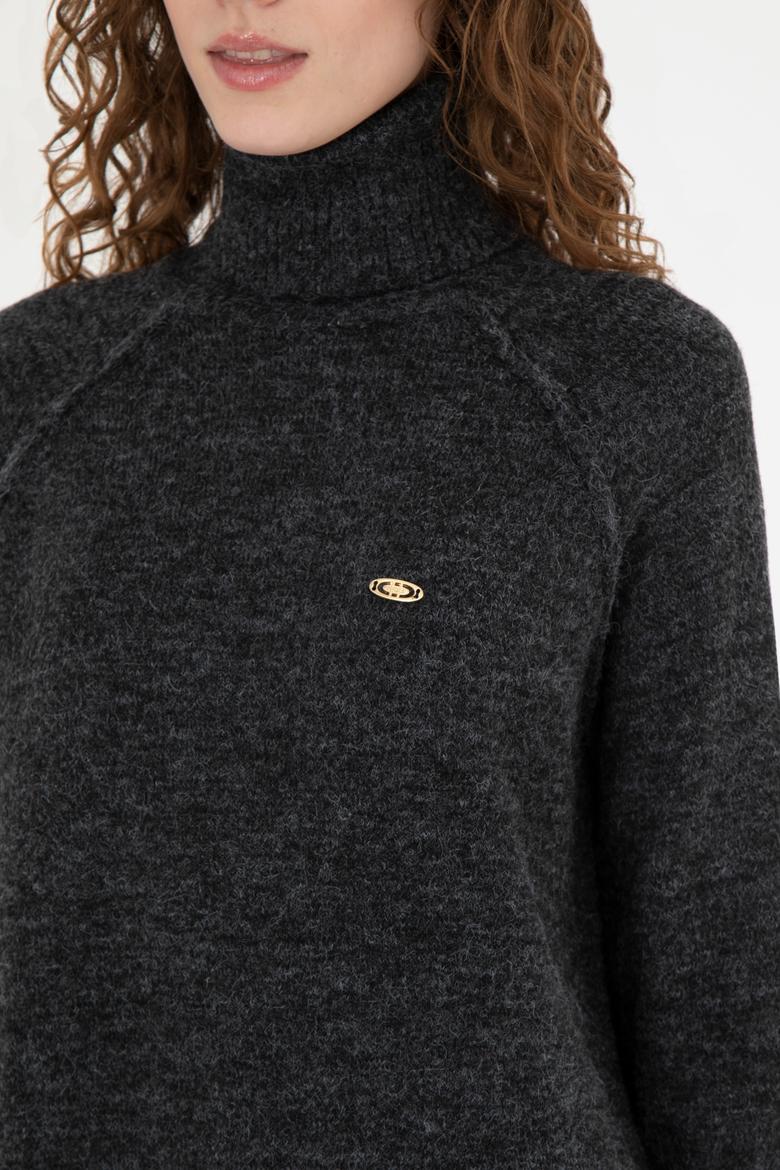 Kadın Antrasit Melanj Kazak - 50270443004